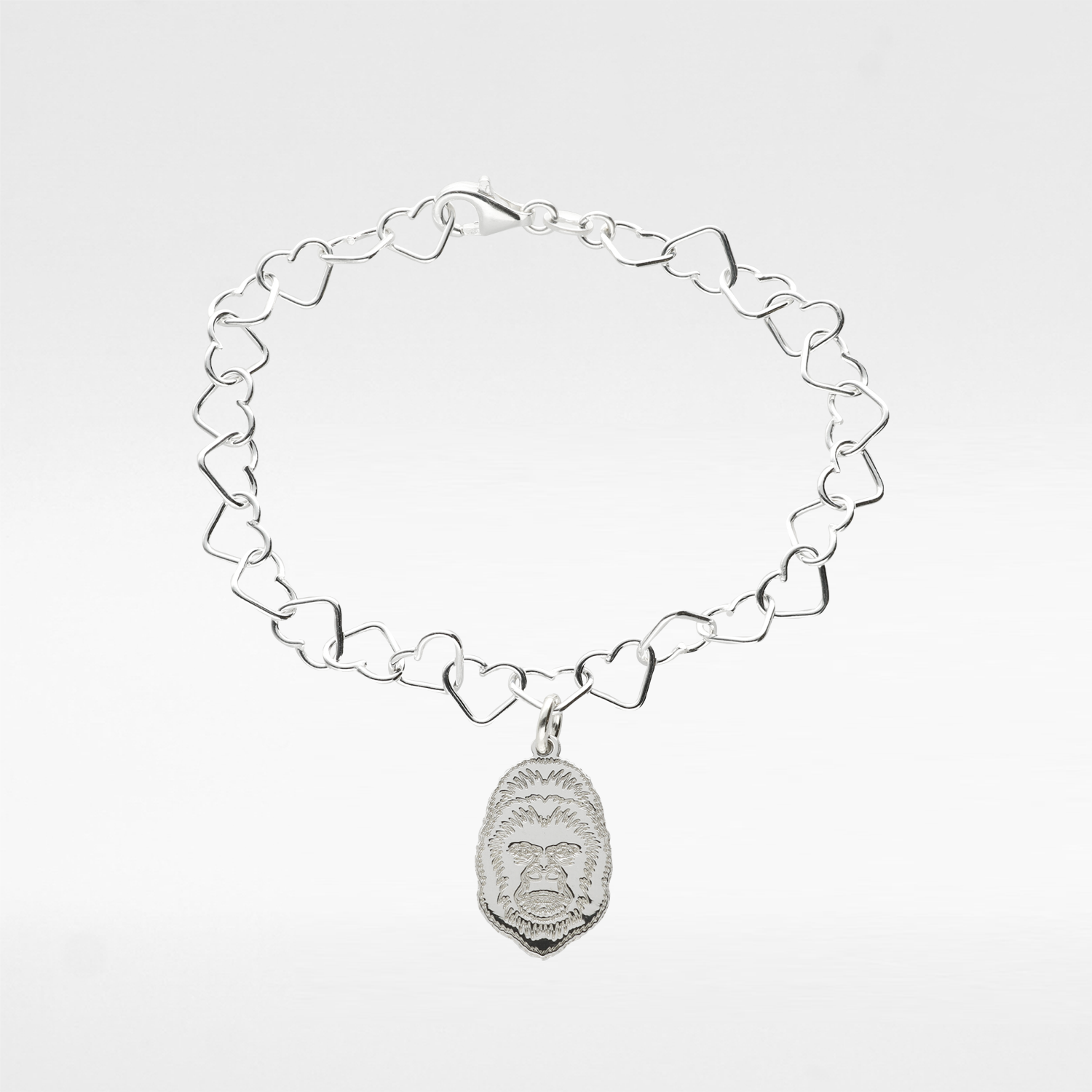 Gorilla Charm Heart Bracelet