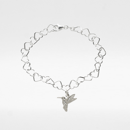 Hummingbird Charm Heart Bracelet