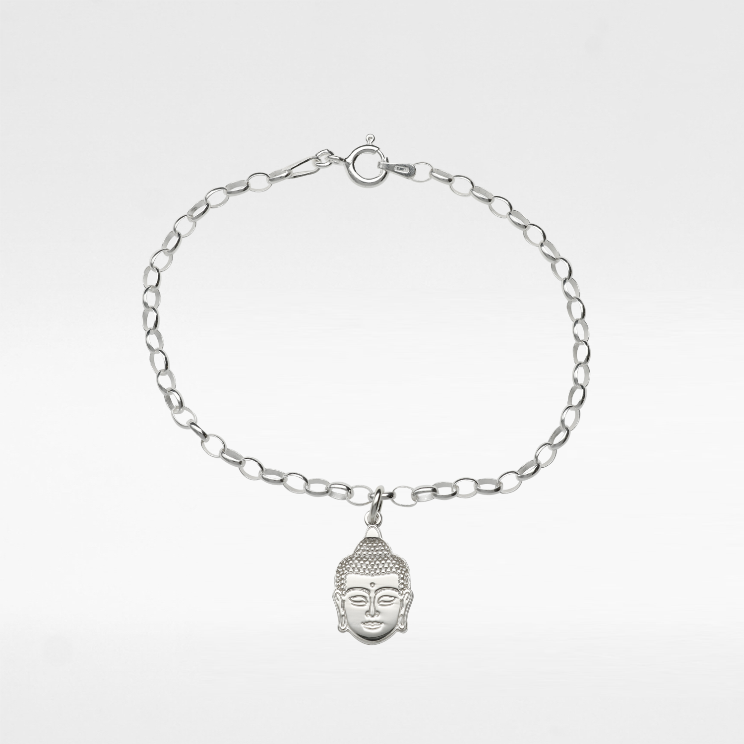 Sterling Silver Buddha Charm Belcher Bracelet