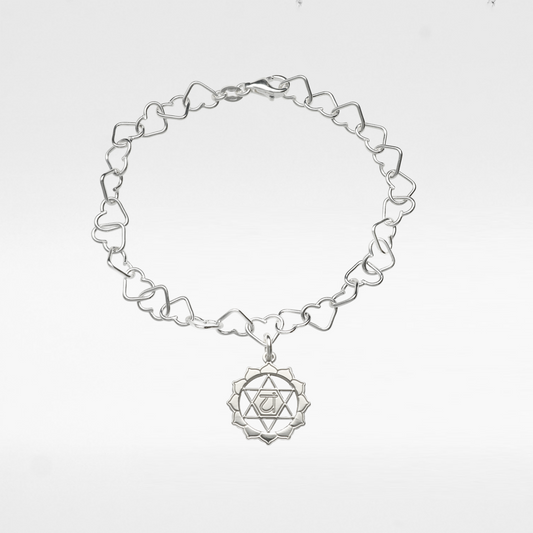 Sterling Silver Chakra Charm Heart Bracelet