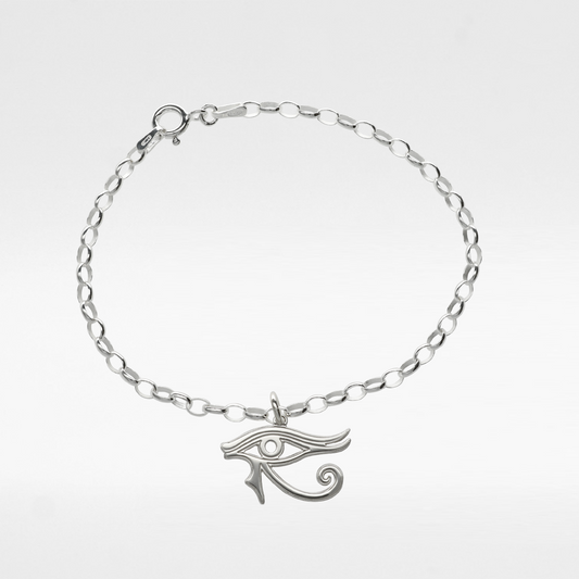 Sterling Silver Eye of Horus Charm Belcher Bracelet