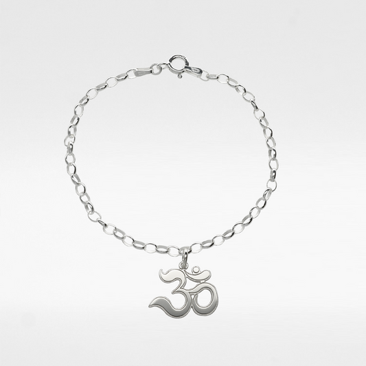 Sterling Silver Om Charm Belcher Bracelet